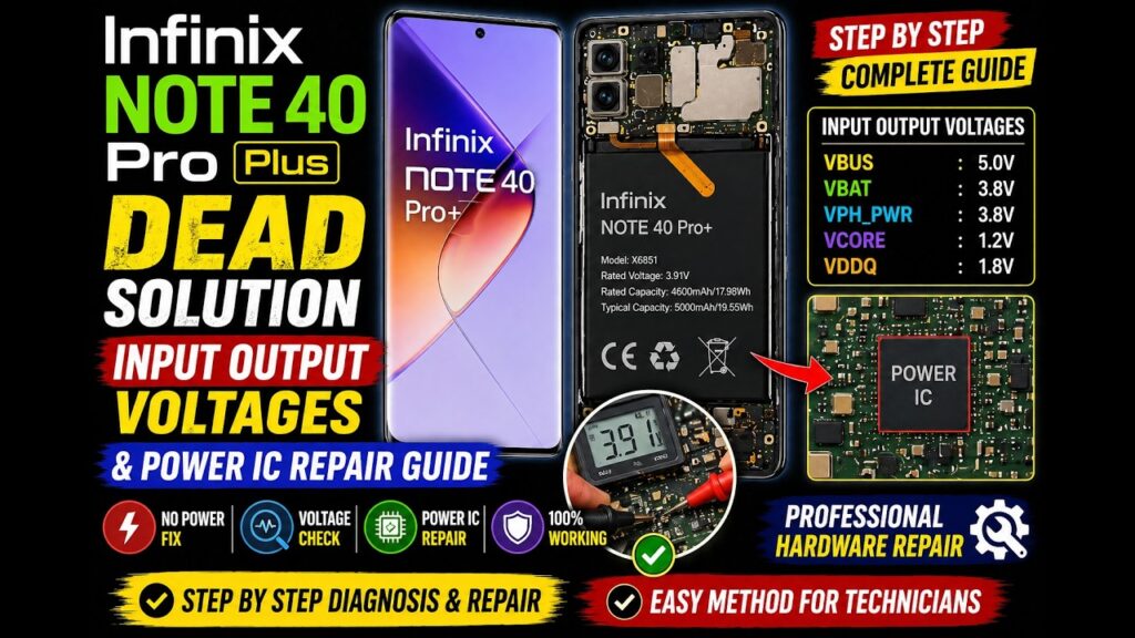 Infinix Note 40 Pro Plus Dead Solution | Input Output Voltages & Power IC Repair Guide