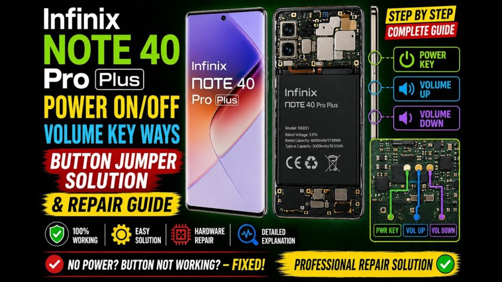 Infinix Note 40 Pro Plus Power On Off Volume Key Ways | Button Jumper Solution & Repair Guide