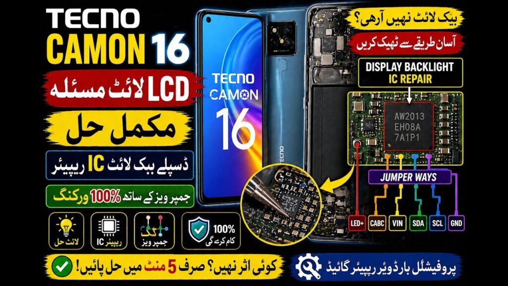 Tecno Camon 16 LCD Light Solution | Display Backlight IC Repair & Jumper Ways